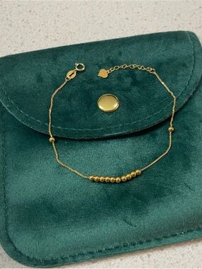 Dainty 18K Gold Bracelet • AU750 Real Gold Everyday Bracelet - Chopin Chain Bead
